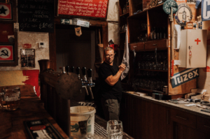 The owner of the bar Prager Fruhling serving Czech beer in Berlin