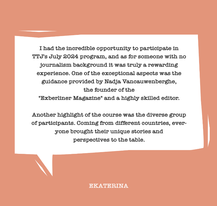 Kate's testimonial for our July 2023 journalism course in Berlin
