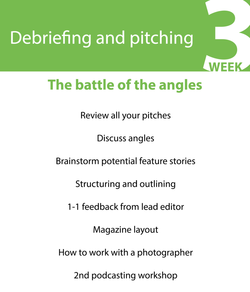 Schedule for the third week of our journalism course in Berlin