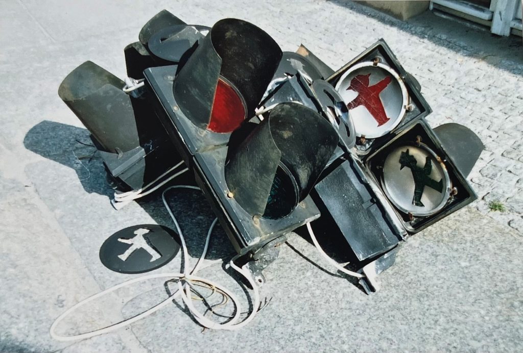 The scrap ampelmann lights that Markus Heckhausen restored